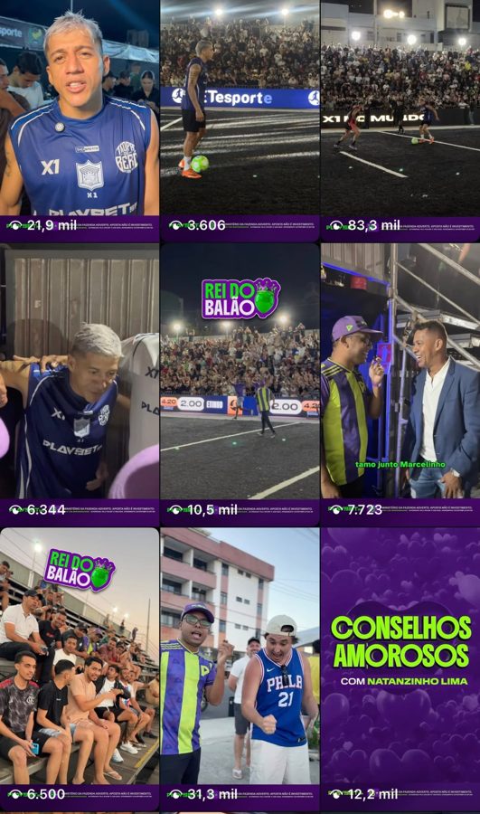 Grade de posts da cobertura do X1 Brasil com visualizações de até 83,3 mil